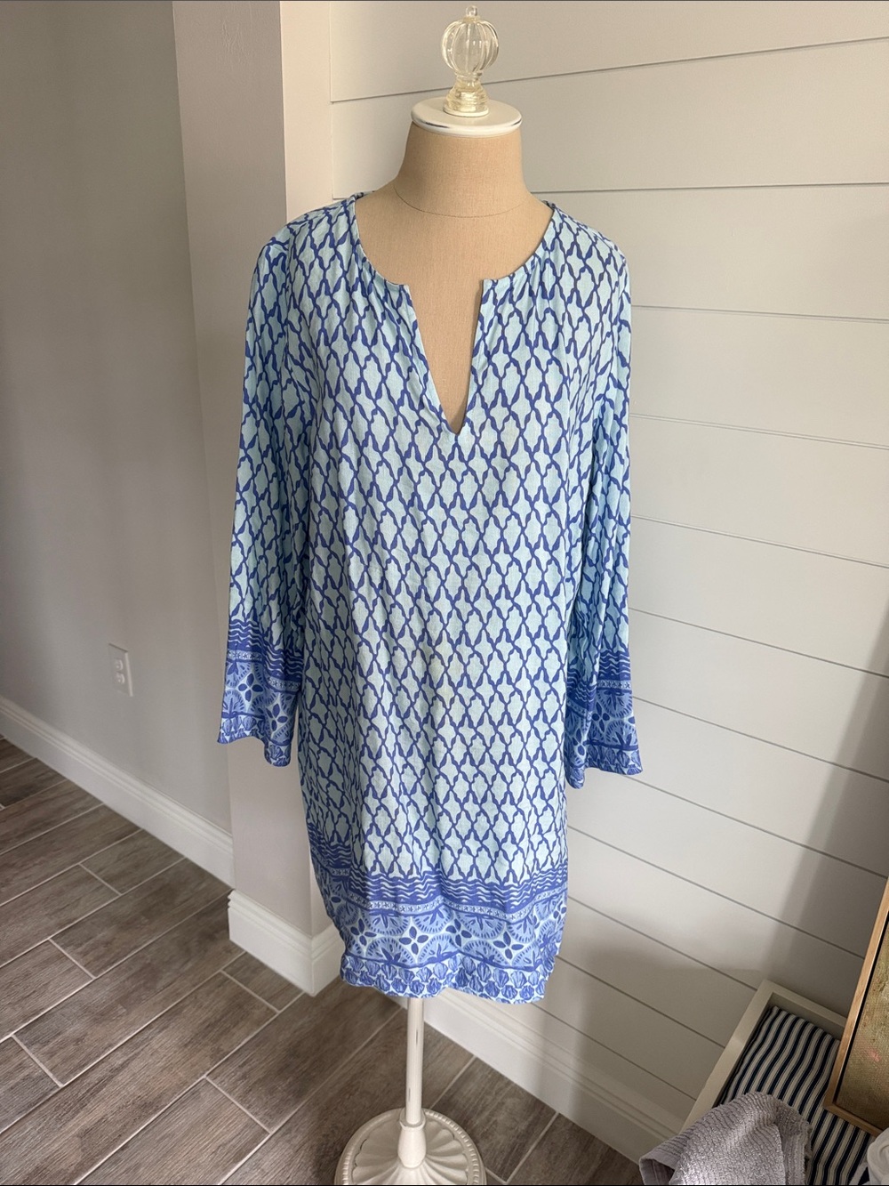 Vineyard Vines Women’s Light Blue Printed Swim Cover-Up Tunic Medium